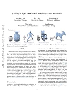 Geometry in Style: 3D Stylization via Surface Normal Deformation