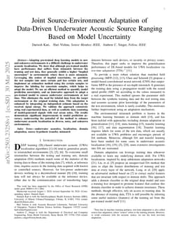 Joint Source-Environment Adaptation of Data-Driven Underwater Acoustic Source Ranging Based on Model Uncertainty