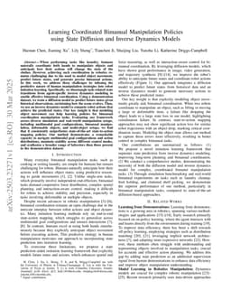 Learning Coordinated Bimanual Manipulation Policies using State Diffusion and Inverse Dynamics Models