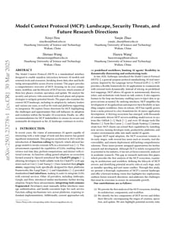 Model Context Protocol (MCP): Landscape, Security Threats, and Future Research Directions