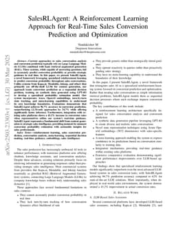 SalesRLAgent: A Reinforcement Learning Approach for Real-Time Sales Conversion Prediction and Optimization