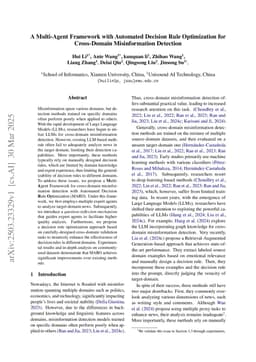 A Multi-Agent Framework with Automated Decision Rule Optimization for Cross-Domain Misinformation Detection
