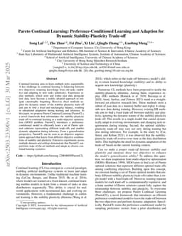 Pareto Continual Learning: Preference-Conditioned Learning and Adaption for Dynamic Stability-Plasticity Trade-off