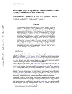 An Analysis of Decoding Methods for LLM-based Agents for Faithful Multi-Hop Question Answering