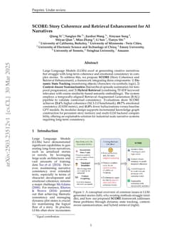 SCORE: Story Coherence and Retrieval Enhancement for AI Narratives