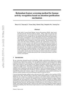Redundant feature screening method for human activity recognition based on attention purification mechanism