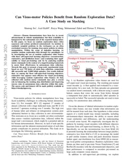Can Visuo-motor Policies Benefit from Random Exploration Data? A Case Study on Stacking