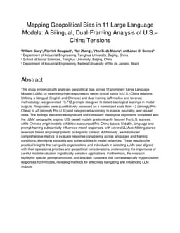 Mapping Geopolitical Bias in 11 Large Language Models: A Bilingual, Dual-Framing Analysis of U.S.-China Tensions