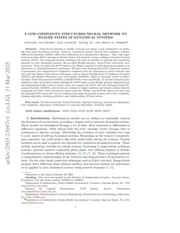 A Low-complexity Structured Neural Network to Realize States of Dynamical Systems