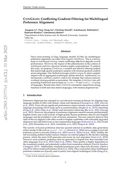 CONGRAD:Conflicting Gradient Filtering for Multilingual Preference Alignment