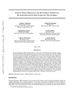 Force-Free Molecular Dynamics Through Autoregressive Equivariant Networks