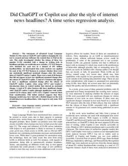 Did ChatGPT or Copilot use alter the style of internet news headlines? A time series regression analysis