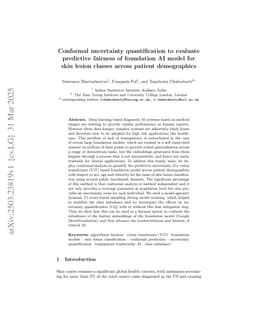 Conformal uncertainty quantification to evaluate predictive fairness of foundation AI model for skin lesion classes across patient demographics