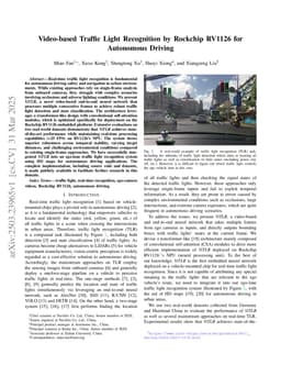 Video-based Traffic Light Recognition by Rockchip RV1126 for Autonomous Driving