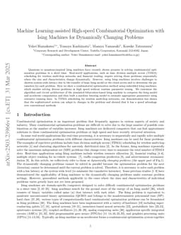 Machine Learning-assisted High-speed Combinatorial Optimization with Ising Machines for Dynamically Changing Problems