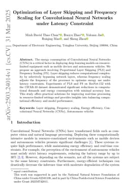 Optimization of Layer Skipping and Frequency Scaling for Convolutional Neural Networks under Latency Constraint