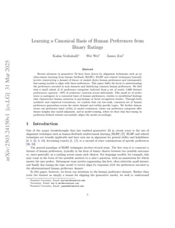 Learning a Canonical Basis of Human Preferences from Binary Ratings
