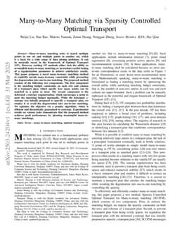 Many-to-Many Matching via Sparsity Controlled Optimal Transport