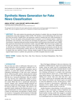 Synthetic News Generation for Fake News Classification