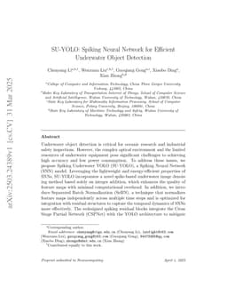 SU-YOLO: Spiking Neural Network for Efficient Underwater Object Detection