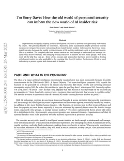 I'm Sorry Dave: How the old world of personnel security can inform the new world of AI insider risk