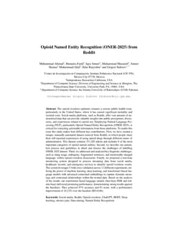 Opioid Named Entity Recognition (ONER-2025) from Reddit