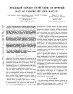Imbalanced malware classification: an approach based on dynamic classifier selection