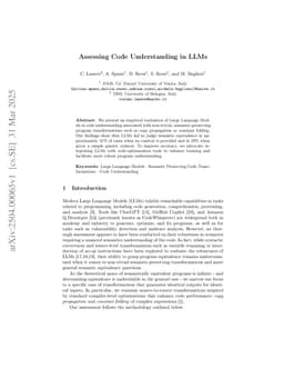 Assessing Code Understanding in LLMs