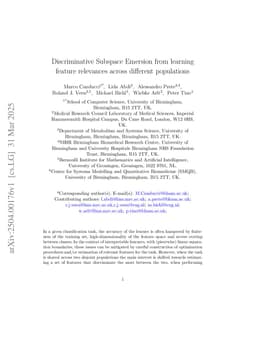 Discriminative Subspace Emersion from learning feature relevances across different populations