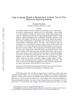 Large Language Models in Numberland: A Quick Test of Their Numerical Reasoning Abilities