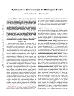 Dynamics-aware Diffusion Models for Planning and Control
