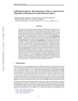 SciReplicate-Bench: Benchmarking LLMs in Agent-driven Algorithmic Reproduction from Research Papers