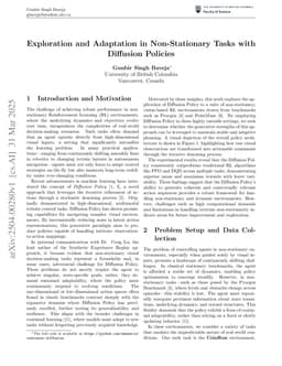 Exploration and Adaptation in Non-Stationary Tasks with Diffusion Policies