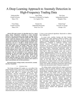 A Deep Learning Approach to Anomaly Detection in High-Frequency Trading Data