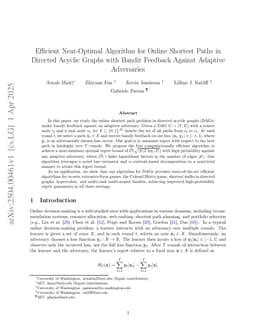 Efficient Near-Optimal Algorithm for Online Shortest Paths in Directed Acyclic Graphs with Bandit Feedback Against Adaptive Adversaries