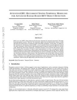 AttentiveGRU: Recurrent Spatio-Temporal Modeling for Advanced Radar-Based BEV Object Detection