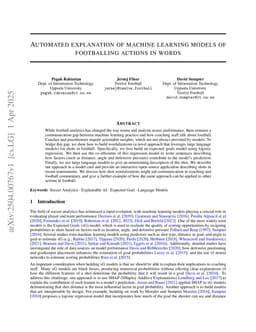 Automated Explanation of Machine Learning Models of Footballing Actions in Words