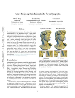 Feature-Preserving Mesh Decimation for Normal Integration