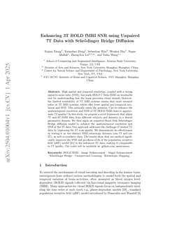 Schrödinger Diffusion Driven Signal Recovery in 3T BOLD fMRI Using Unmatched 7T Observations