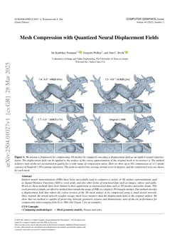 Mesh Compression with Quantized Neural Displacement Fields