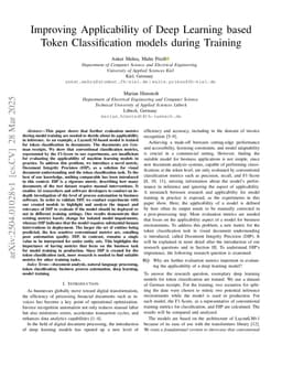 Improving Applicability of Deep Learning based Token Classification models during Training