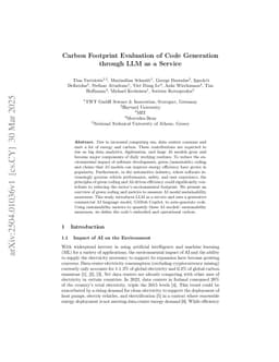 Carbon Footprint Evaluation of Code Generation through LLM as a Service