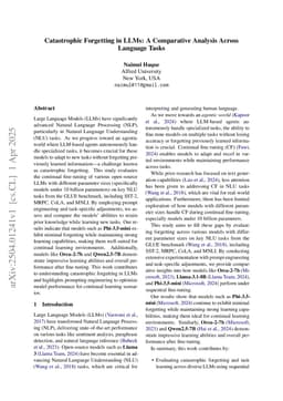 Catastrophic Forgetting in LLMs: A Comparative Analysis Across Language Tasks