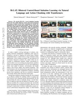 Bi-LAT: Bilateral Control-Based Imitation Learning via Natural Language and Action Chunking with Transformers