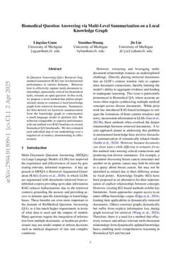 Biomedical Question Answering via Multi-Level Summarization on a Local Knowledge Graph