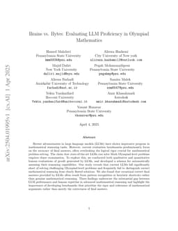 Brains vs. Bytes: Evaluating LLM Proficiency in Olympiad Mathematics