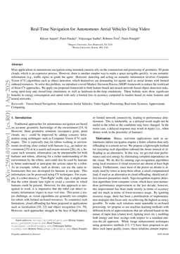Real-Time Navigation for Autonomous Aerial Vehicles Using Video