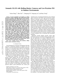 Semantic SLAM with Rolling-Shutter Cameras and Low-Precision INS in Outdoor Environments