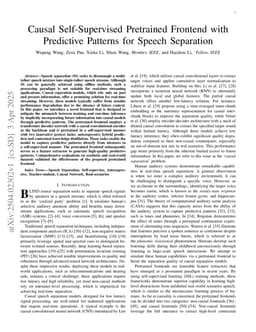 Causal Self-supervised Pretrained Frontend with Predictive Code for Speech Separation