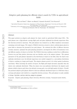 Adaptive path planning for efficient object search by UAVs in agricultural fields